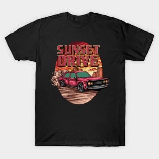 Drive a car under the sunset T-Shirt